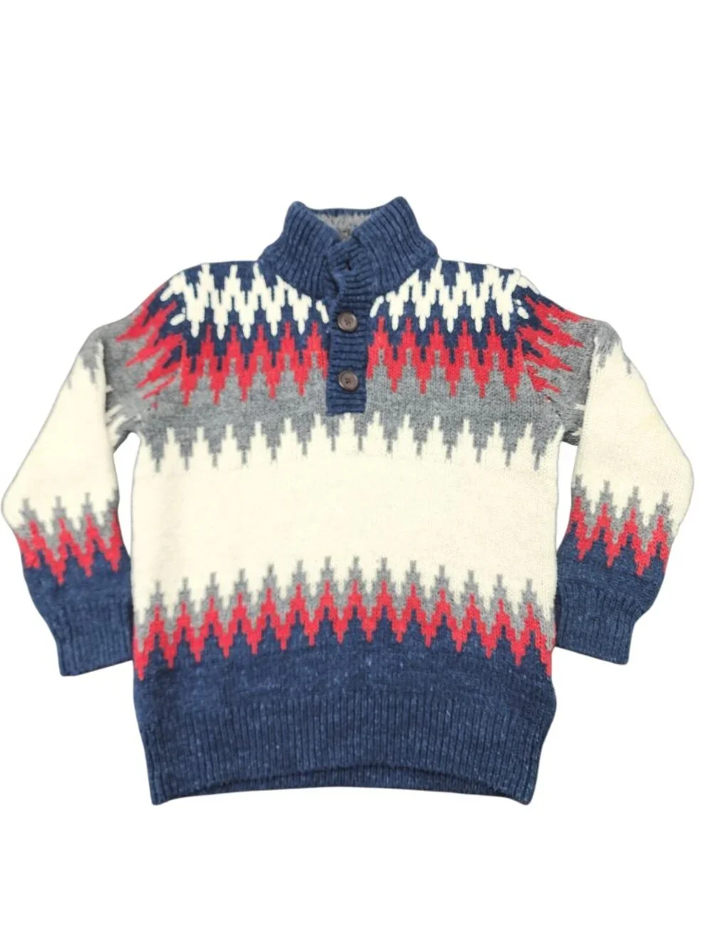 Gap Kids Pullover Knit Sweater Size S(6/7) Fair Isle Mountain Christmas Pattern